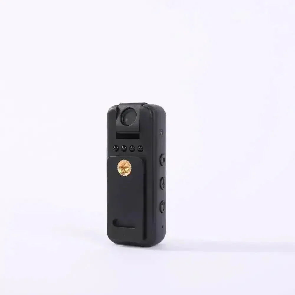 Compact black mini 1080p HD dash camera with rounded edges and lens on front side.