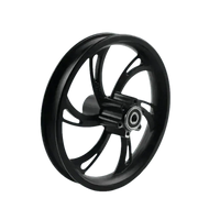Black 12 inch motorcycle wheel with front hub for electric scooters, showing side view on a white background.