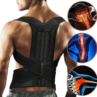 Front view of black posture corrector belt worn on torso highlighting comfort fit.