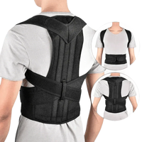 Back view of black posture corrector belt showing adjustable straps and supportive design.