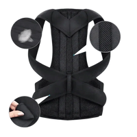 XL black posture corrector belt with adjustable Velcro straps for customized fit.