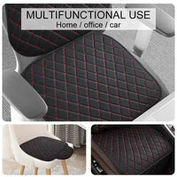 Passenger seat featuring black quilted leather cover with detailed stitch pattern.