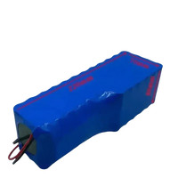 Top view of blue scooter battery pack with multiple black wires and connectors.
