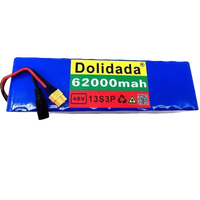 Rectangular blue lithium battery pack with attached connectors for e-bike power supply.