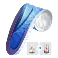 Top view of breathable blue and white sports insole highlighting lightweight materials.