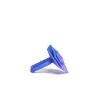 Side shot of blue and lilac Geometric Cocktail Ring highlighting soft gradient effect.