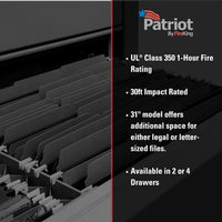 Patriot Vertical 4 Drawer Fire Rated File Cabinet USA Made