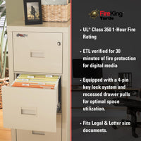 Black 2 Drawer Fire Safe Legal Letter File Cabinet