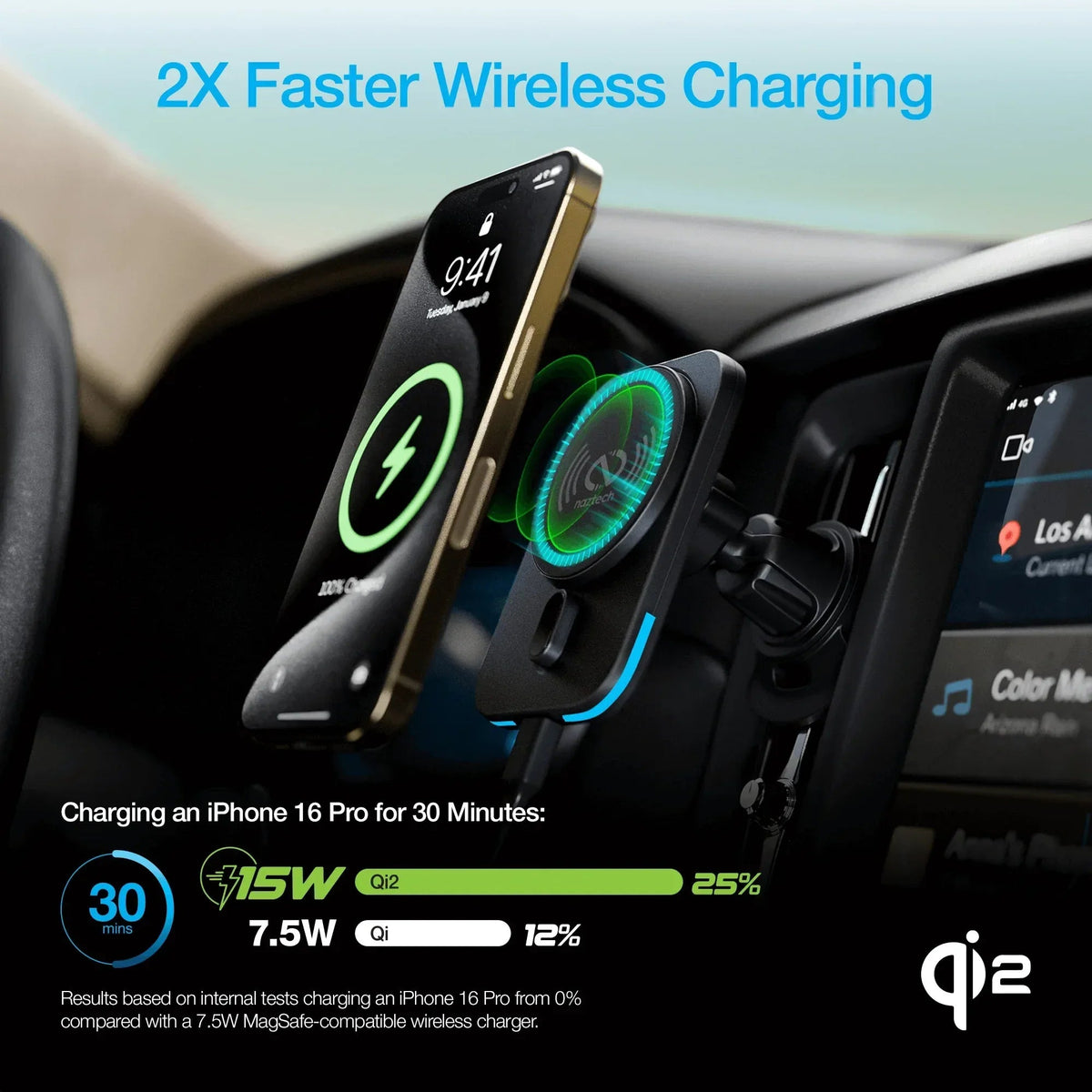 Naztech MagLock CAR 15W Magnetic Wireless Fast Charging Vent Mount - Snagva