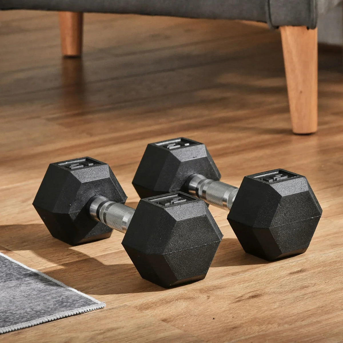 Soozier 15lbs Rubber Dumbbells Weight Set Dumbbell Hand Weight Barbell - Snagva