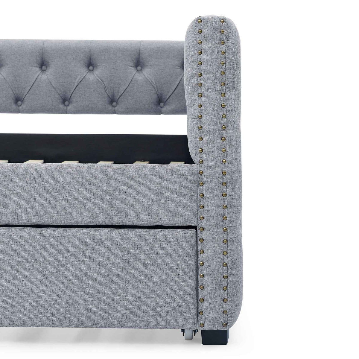 Daybed with Trundle Upholstered Tufted Sofa Bed, with Button and