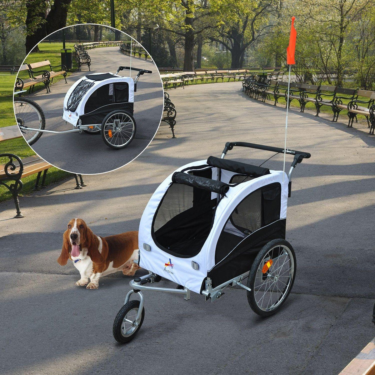 Aosom 2-in-1 Pet Dog Bike Bicycle Trailer Stroller Jogger w/ - Snagva