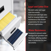 Black 2 Drawer Fire Safe Legal Letter File Cabinet