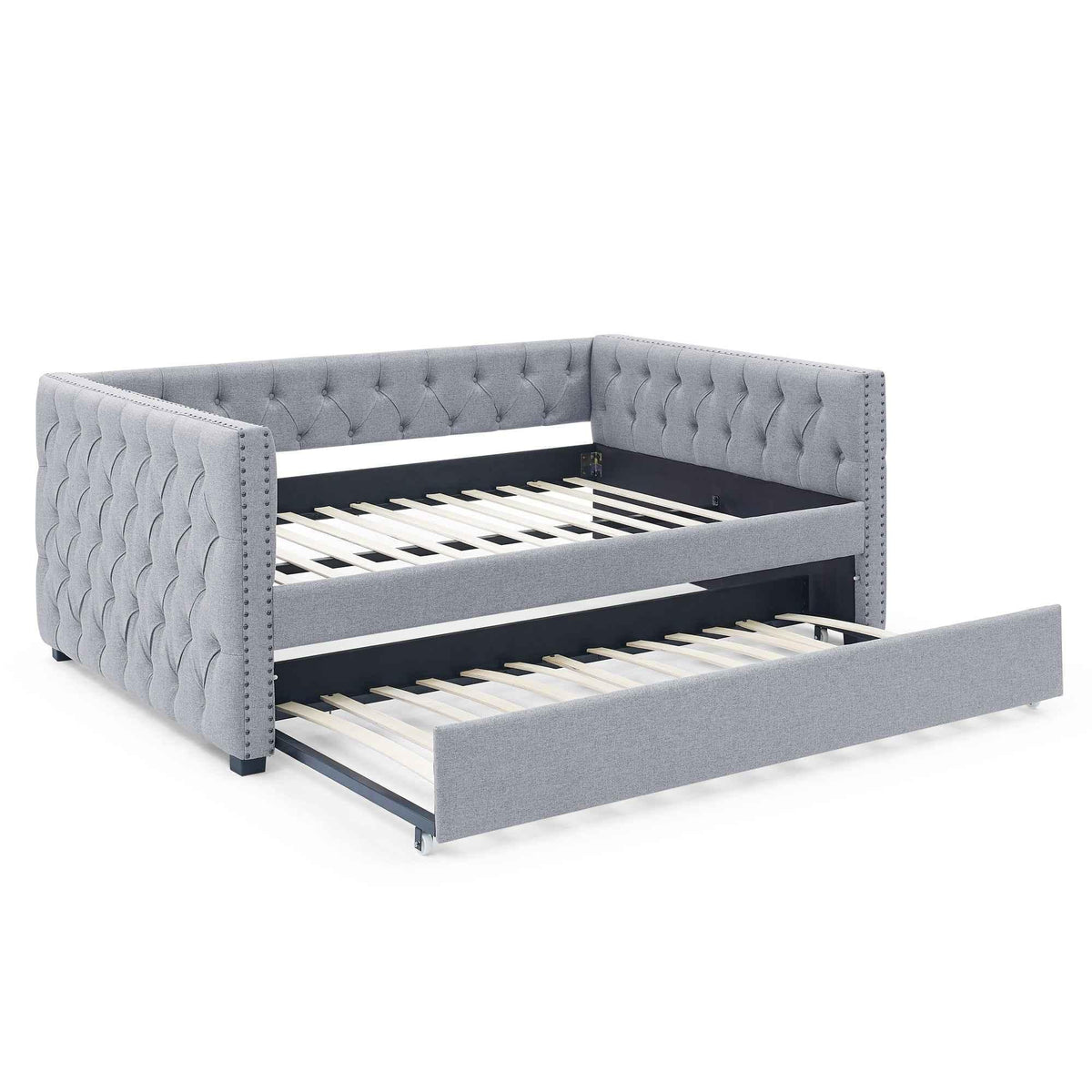Daybed with Trundle Upholstered Tufted Sofa Bed, with Button and