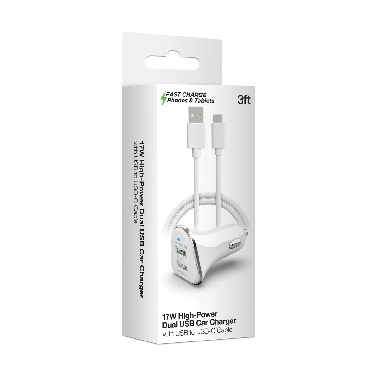 HyperGear Hi-Power Dual USB 3.4A Car Charger for iPhone 15 Androids - Snagva