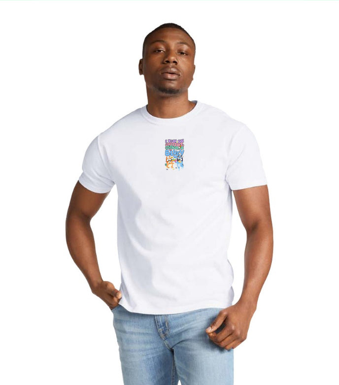 Artwork reference on a sample garment; selected model, color and print placement may differ · Caffeine Chaos and Bluey Compact Graphic | Tee, Sweatshirt & Hoodie