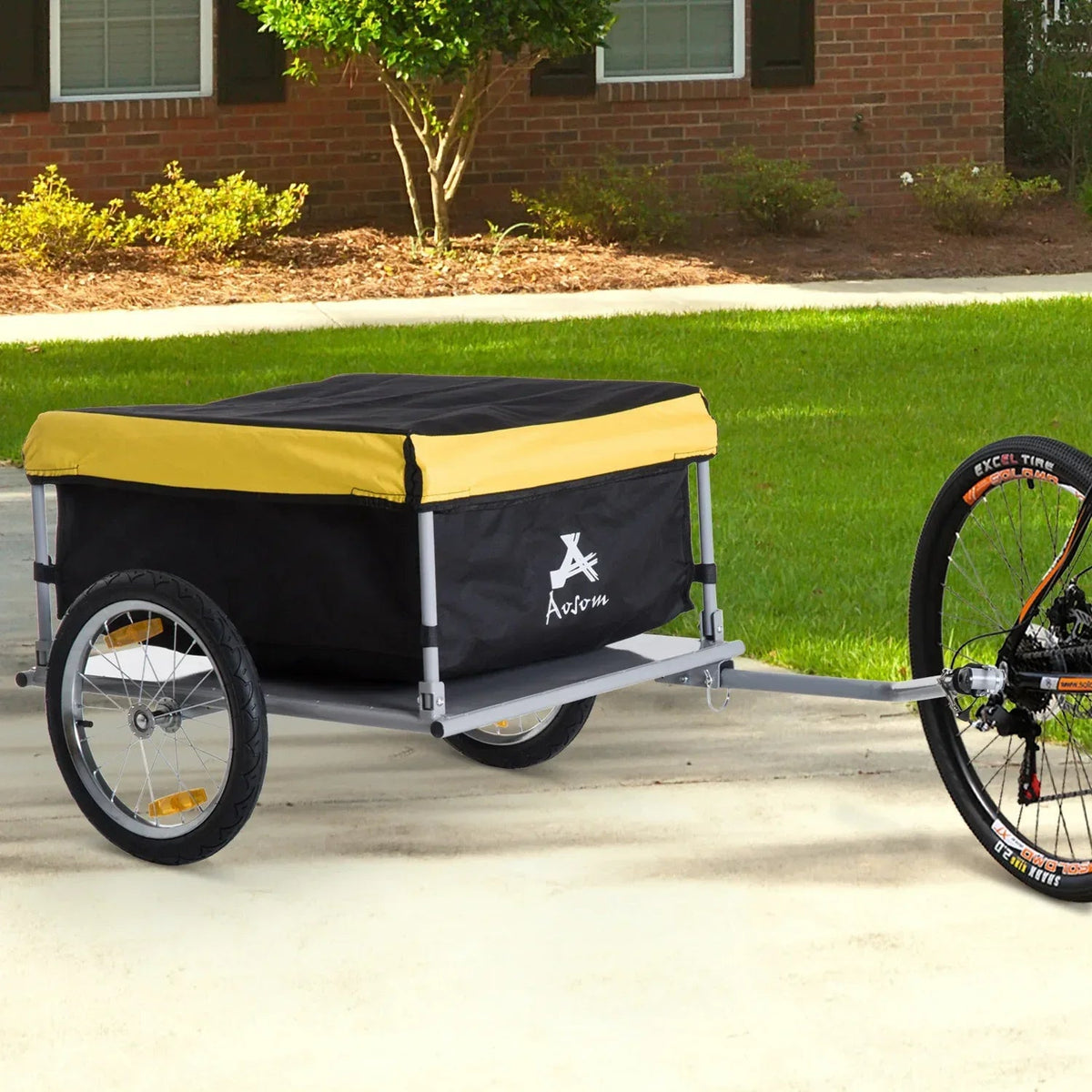 Bicycle Bike Cargo Trailer Garden Utility Cart Carrier Tool Yellow - Snagva