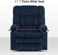 Large Wide Navy Blue Dual Motor Lift Recliner Massage And Heat