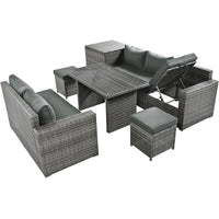 Outdoor 6-Piece All Weather PE Rattan Sofa Set, Garden Patio Wicker