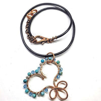 Wire Sculpted Copper Wire Wrapped Turquoise Heart Infinity Charm