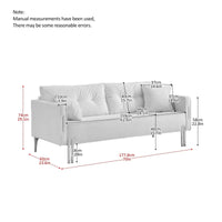 70" Velvet Sofa Couch Luxury Modern Upholstered 3-Seater sofa with 2