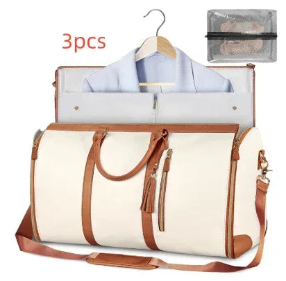 Large Capacity Travel Duffle Bag Women's Handbag Folding Suit Bag Waterproof Clothes Totes - Snagva