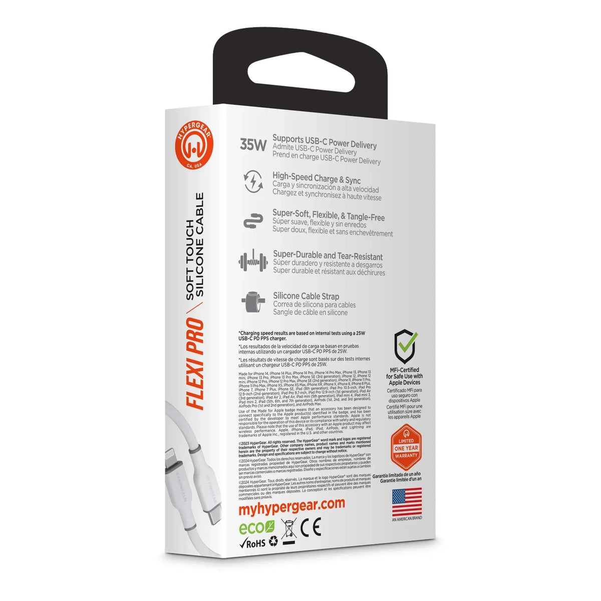 HyperGear Flexi PRO USB-C to Lightning Cable 4ft - Snagva