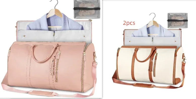 Large Capacity Travel Duffle Bag Women's Handbag Folding Suit Bag Waterproof Clothes Totes - Snagva