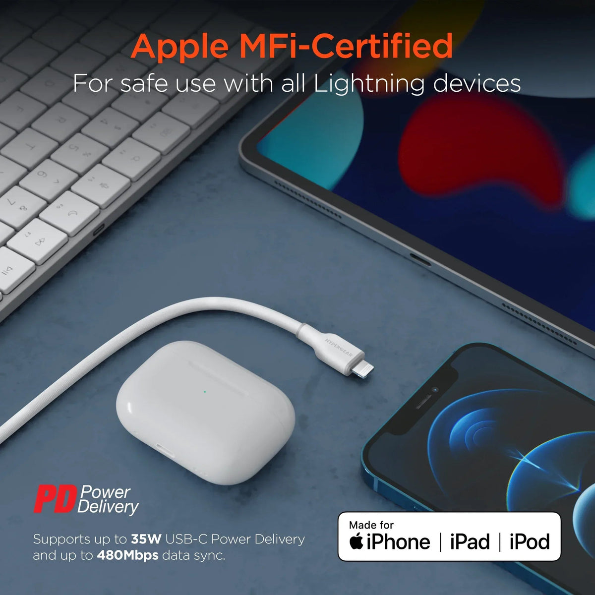 HyperGear Flexi PRO USB-C to Lightning Cable 6ft - Snagva