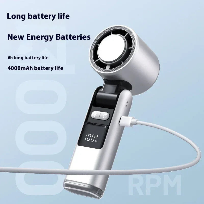 Ice Cool Turbo Mini Fan with Digital Display – USB Rechargeable & - Snagva
