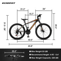 Carpat™ – 26" Mountain Bike (Black-Orange, Dual Disc, 21-Speed) - Snagva