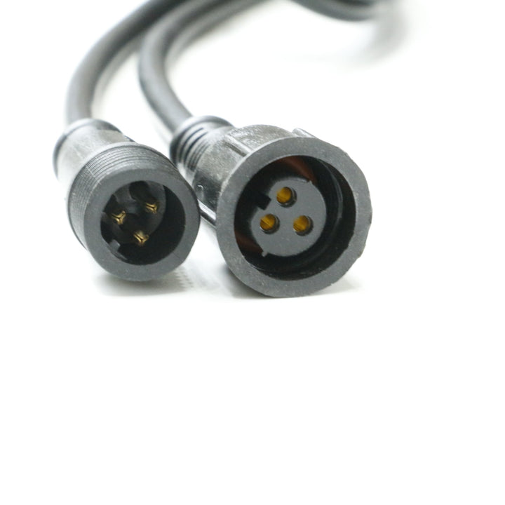 Male and female 3-pin XConnect RGB light connectors