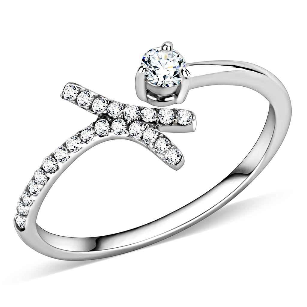 DA145 - High polished (no plating) Stainless Steel Ring with AAA Grade