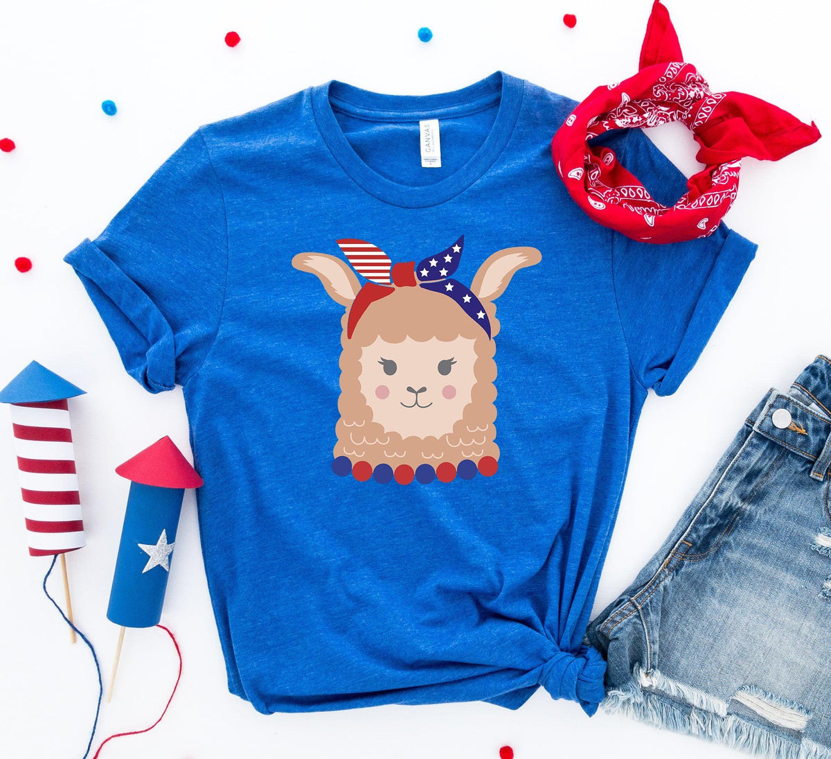 Patriotic Llama Girl T-shirt - Snagva