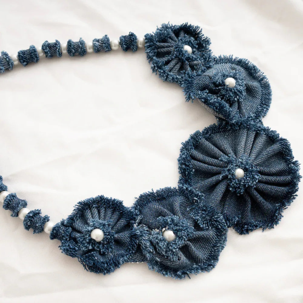 Necklace Set Handmade Boho Denim Necklace and Bracelet