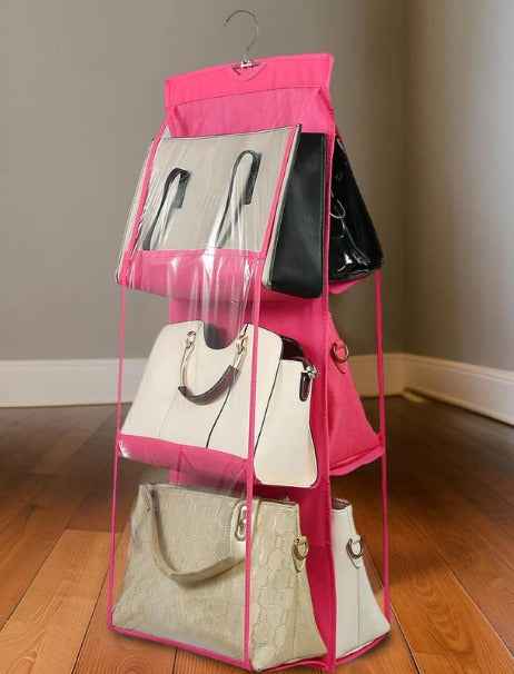 6 Pocket Hanging Handbag Organizer Shelf