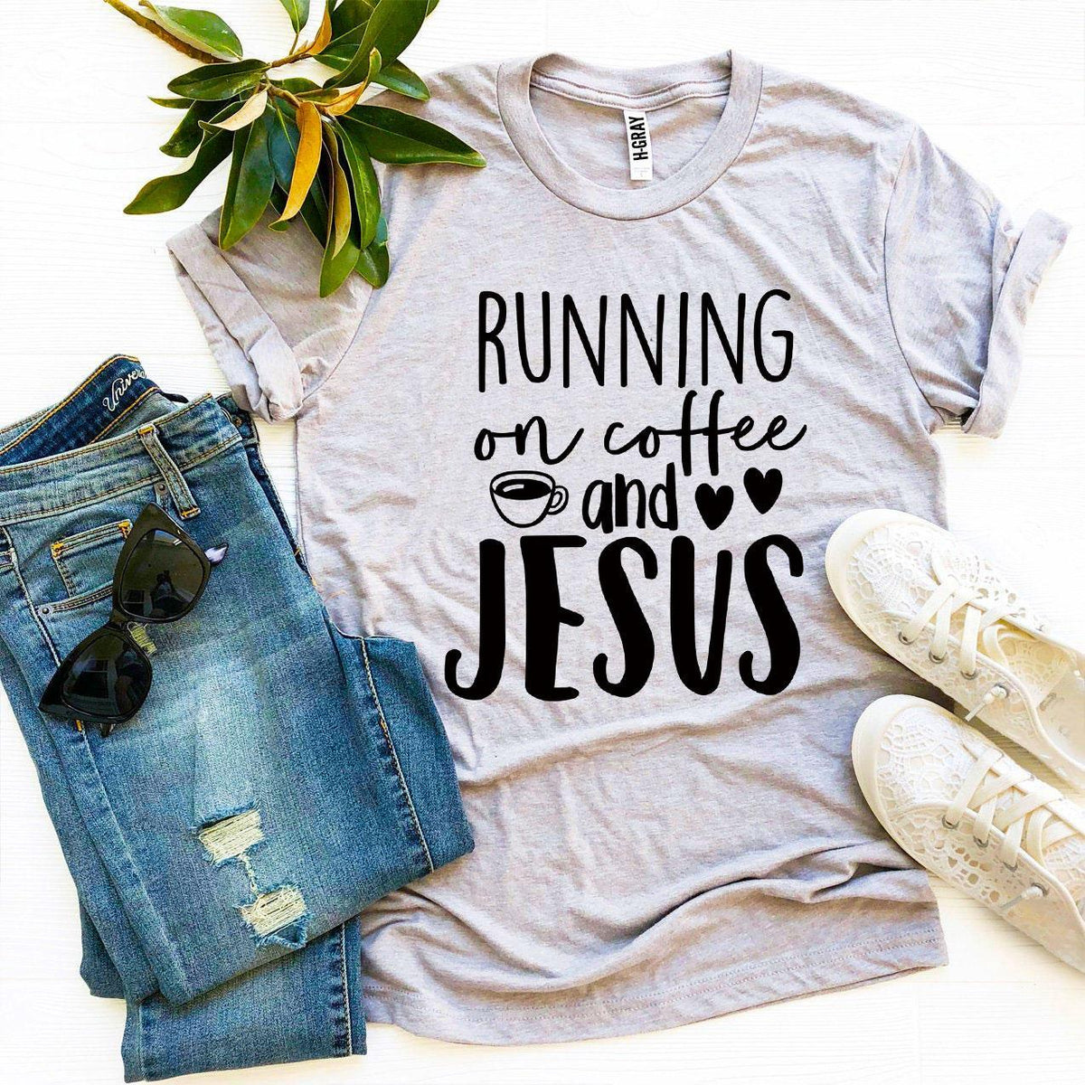 Running On Coffee And Jesus T-shirt - Snagva