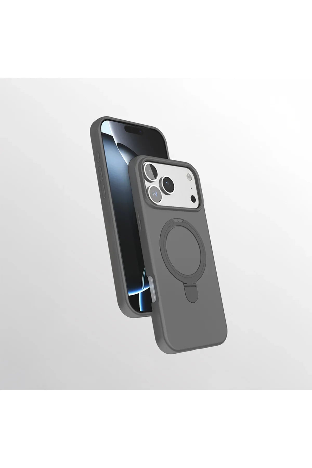 Side view of iPhone 17 Pro case highlighting slim profile and ring stand