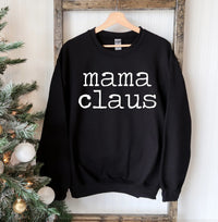 Back view of Mama Claus Christmas sweatshirt displaying soft fabric without creases.