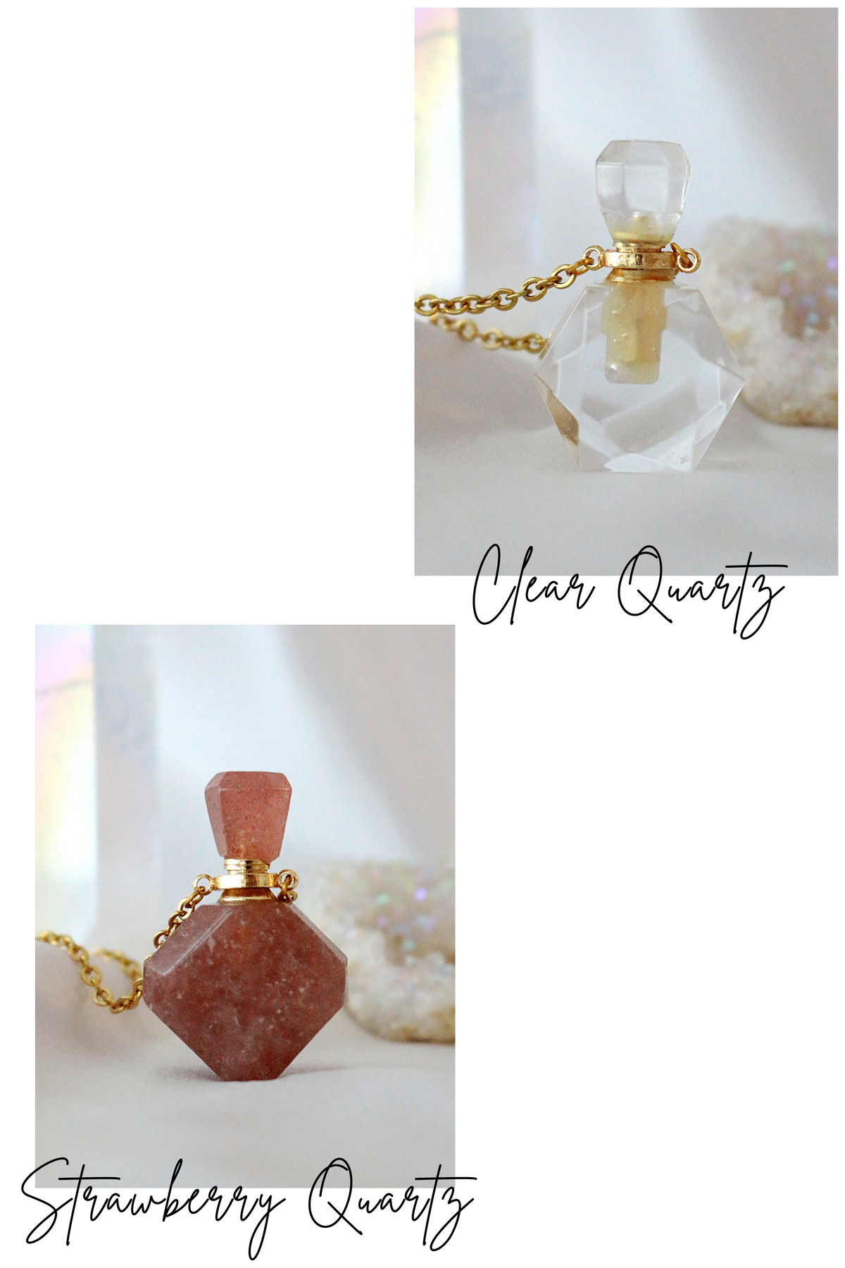 Healing Stones Bottle Pendant Necklace - pendant with dropper accessory