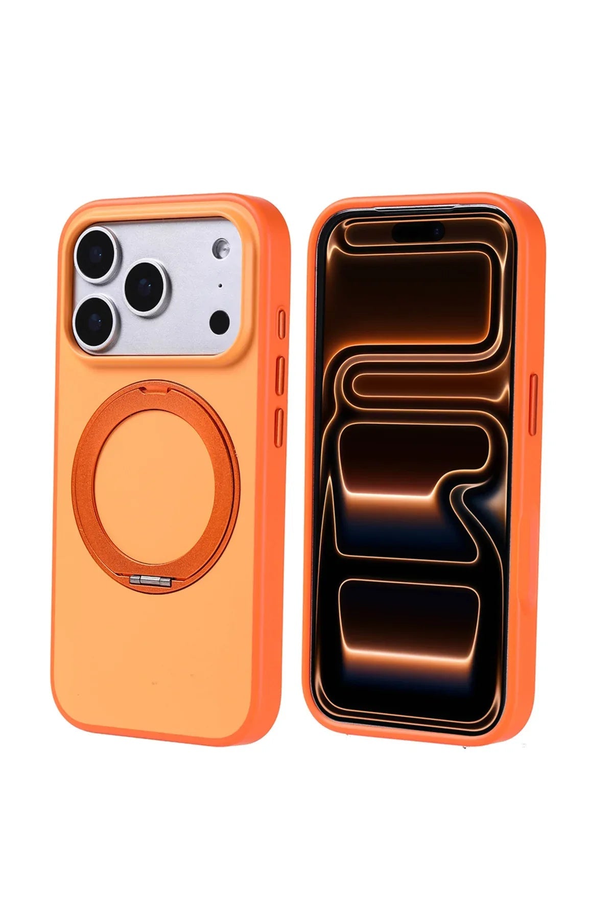 iPhone 17 Pro case showing matte black surface with magnetic charging ring feature.
