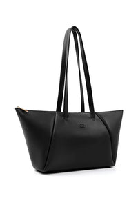 Black Faux Leather Compartment Zipper Hand Shoulder Crossbody Bag - Snagva