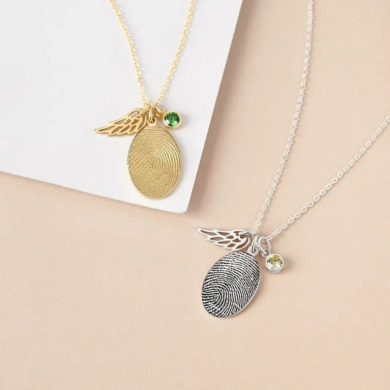 Fingerprint Necklace, Fingerprint Jewelry With Birthstone - Snagva