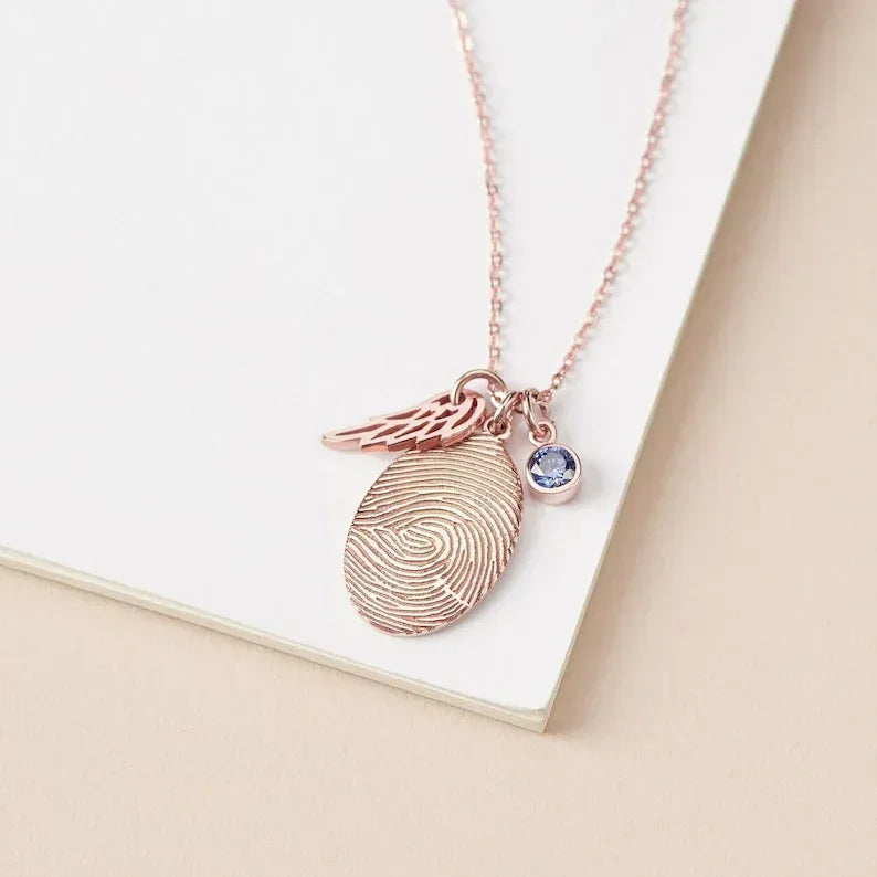 Fingerprint Necklace, Fingerprint Jewelry With Birthstone - Snagva
