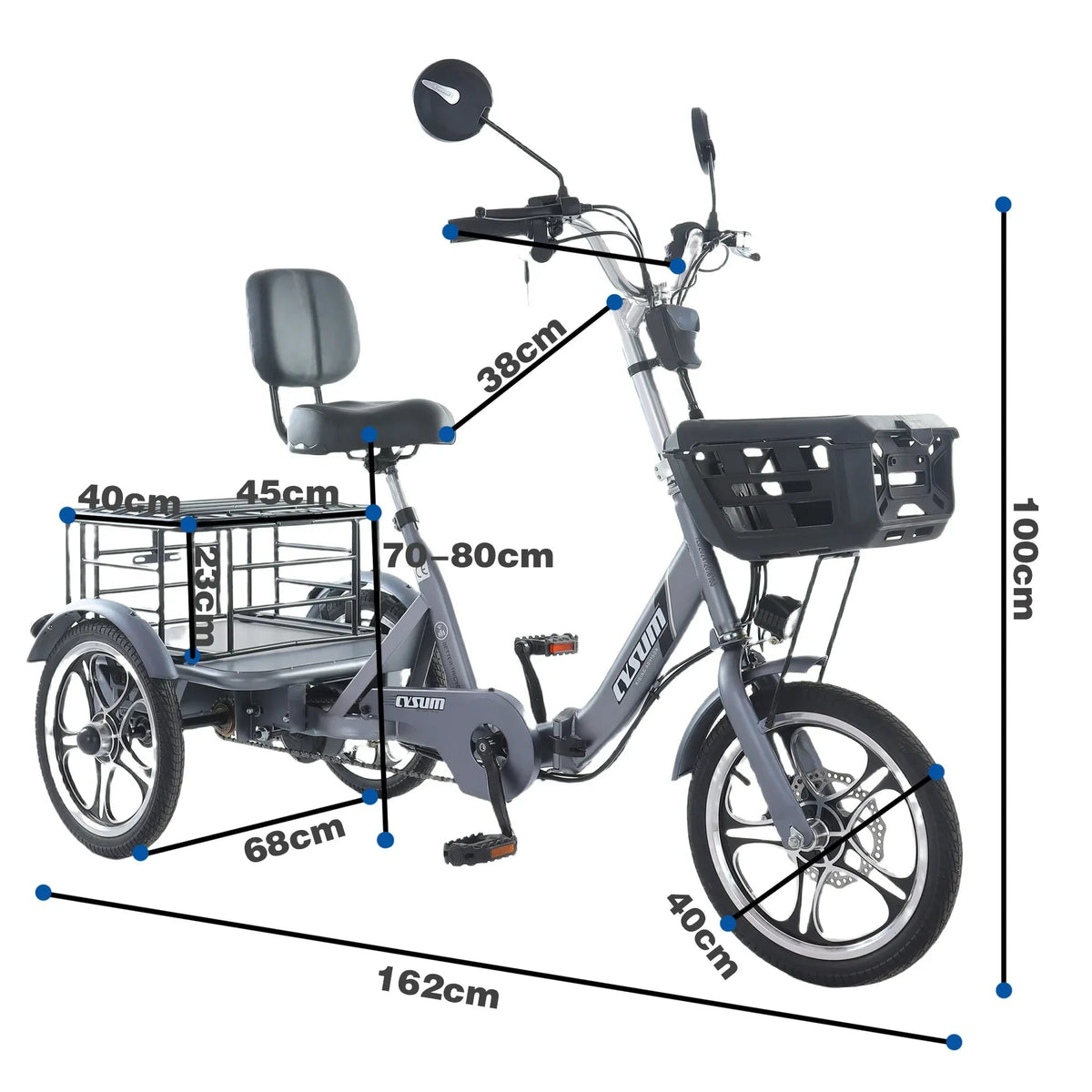 Foldable cargo e-trike 48v 400w 16 inch tire ebike for the elderly - Snagva