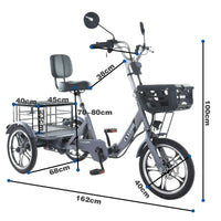 Foldable cargo e-trike 48v 400w 16 inch tire ebike for the elderly - Snagva