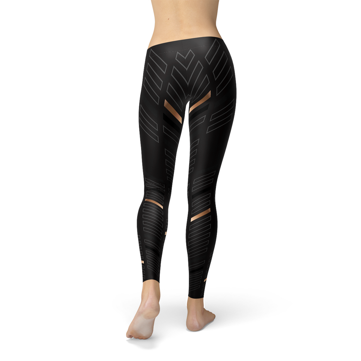 Graphic showing detailed design and print elements of the leggings fabric.