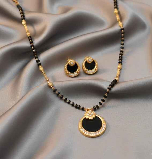 Gold Plated AD Mangalsutra Set with Earrings