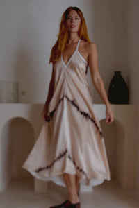 Altair Silk Halter Dress in Shibori - Snagva