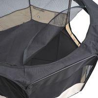 Illustration highlighting mesh windows and zippered openings of PawHut portable pet playpen.